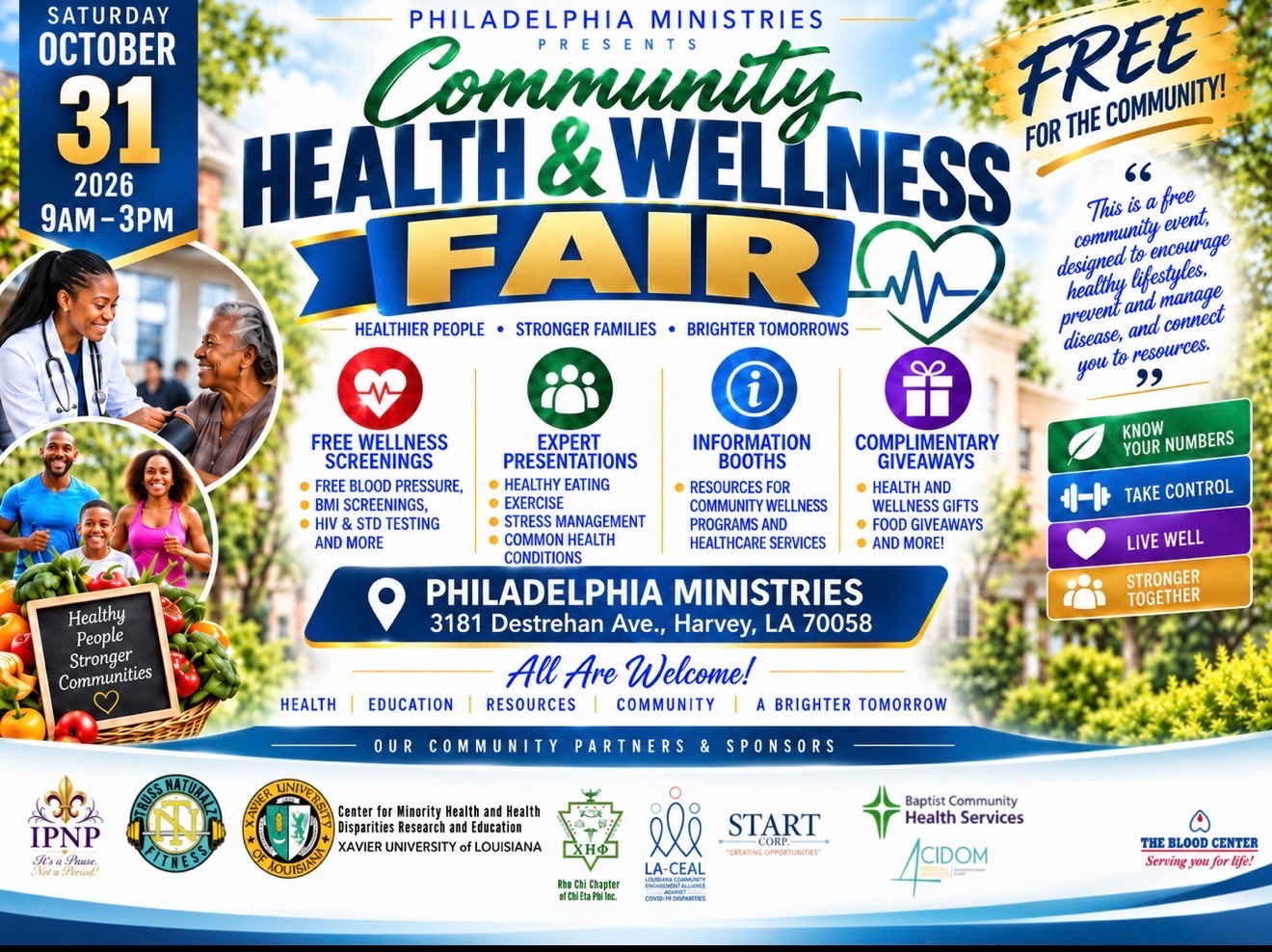 Official Philadelphia Ministries Community Health and Wellness Fair flyer.